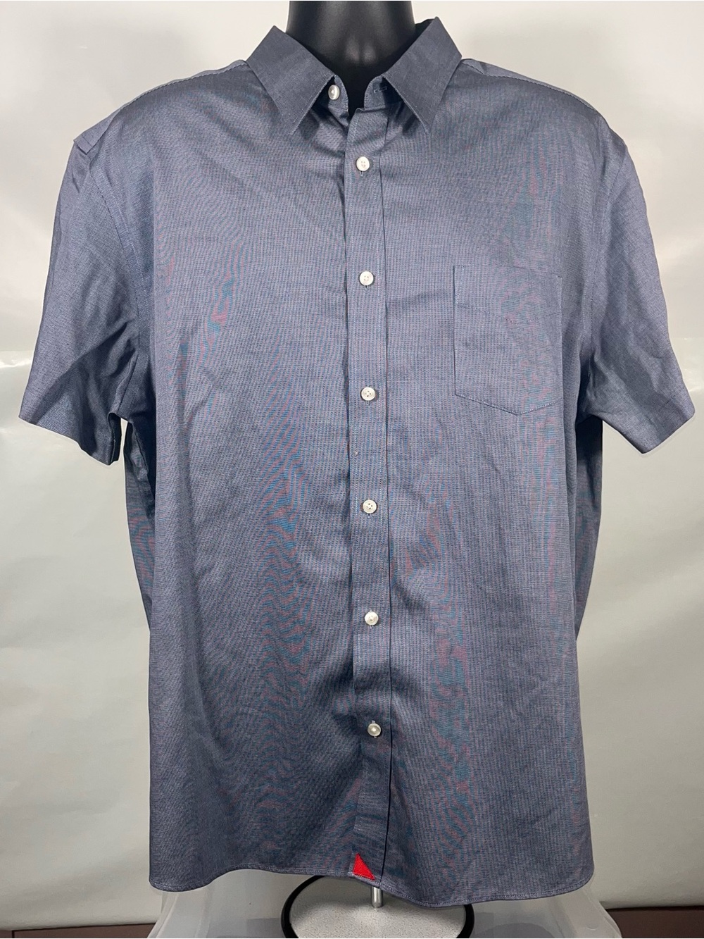 Untuckit Men’s Shirt 2XL Short Sleeve Button Up Blue Wrinkle Free Regular Fit